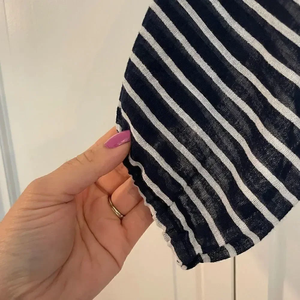 J.crew striped navy and white blousy top size small
